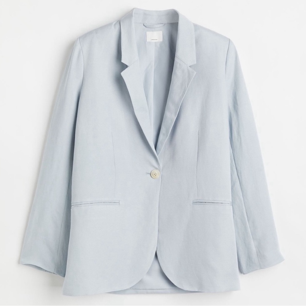 H&M Light Blue Linen Blazer